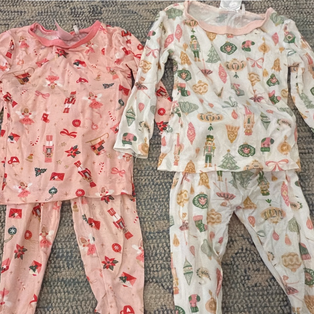 Kids Festive Pajama Set - Pink and Cream-  2 for 20$